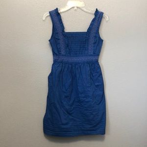 Maeve dress Women's size Small S blue sundress Made in India EUC lace pleat EUC